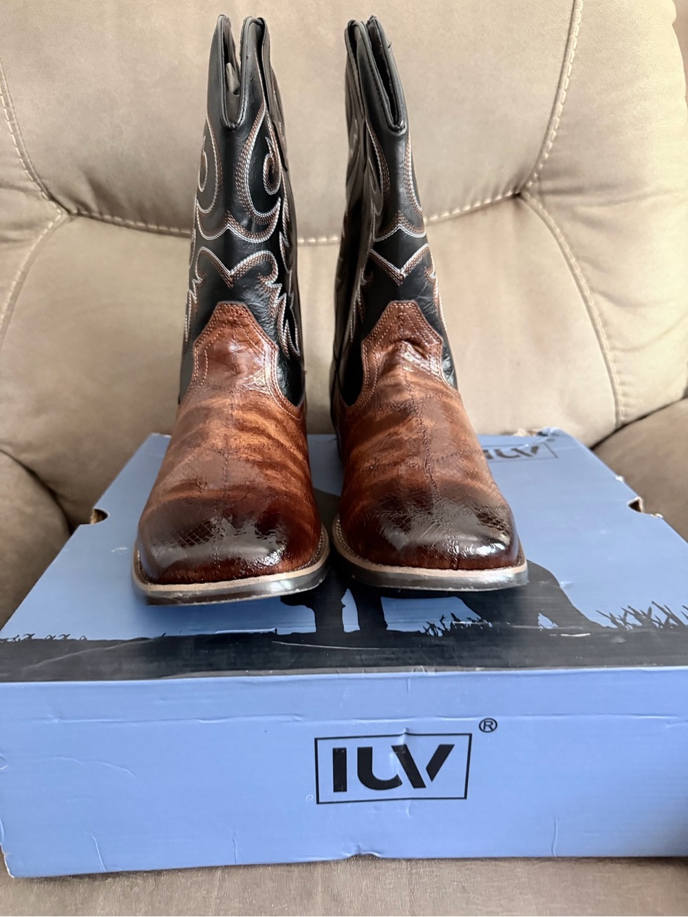 Louis Vuitton Brown and Black Western Cowboy Boots